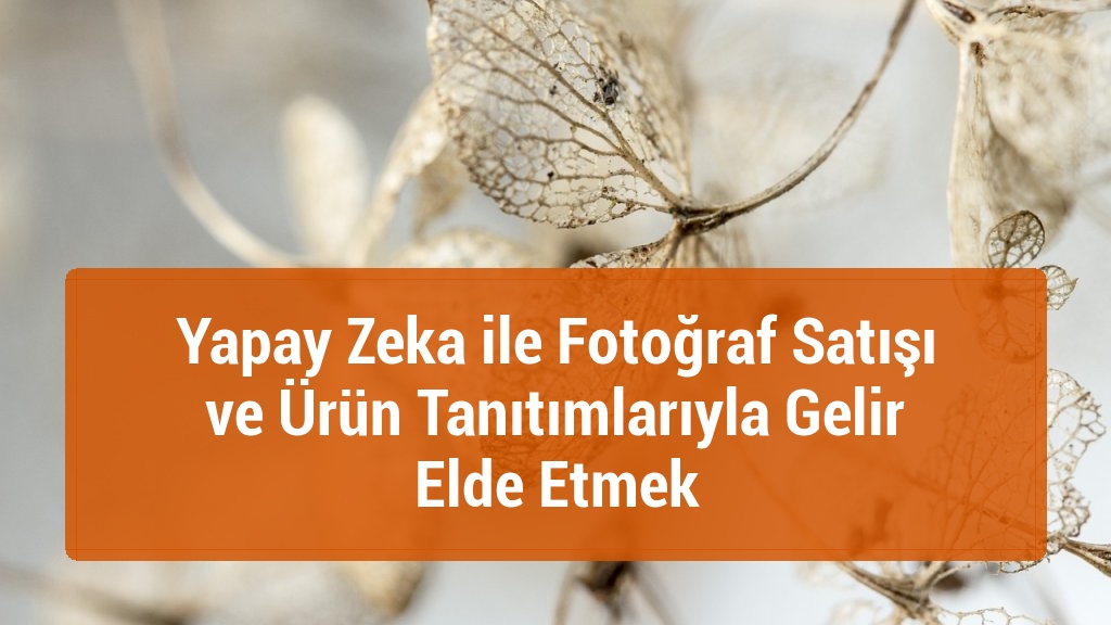 Yapay Zeka ile Fotoğraf Satışı ve Ürün Tanıtımlarıyla Gelir Elde Etmek